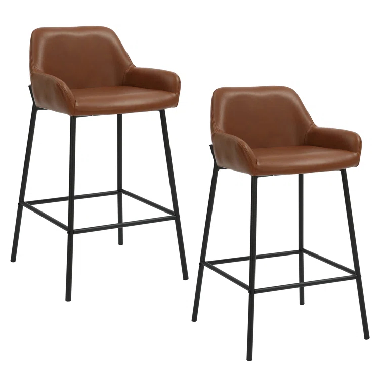 Steelside™ Greely Upholstered Counter Stool with Metal Frame (Set of 2)