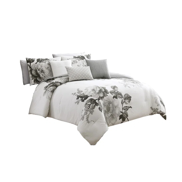 Benjara Cotton Blend 7 Piece Comforter Set