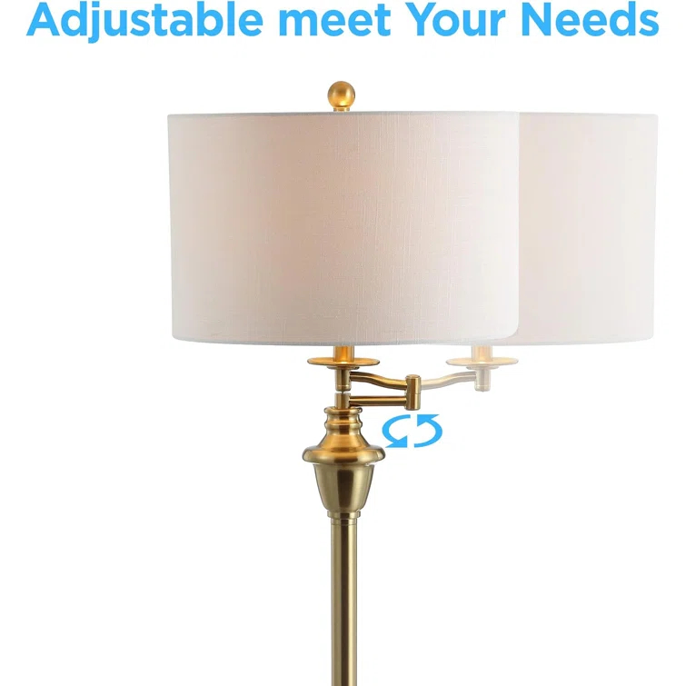 Rephen 60'' Black LED Swing Arm Floor Lamp with USB