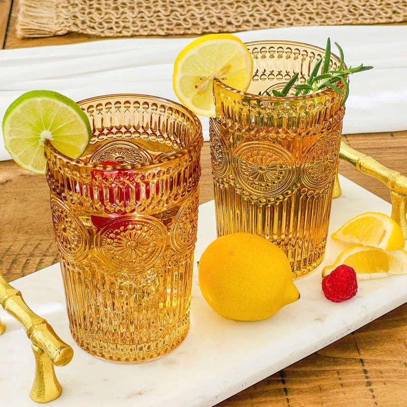 Bungalow Rose Marqueeta 13oz. Drinking Glass Set (Set of 6)
