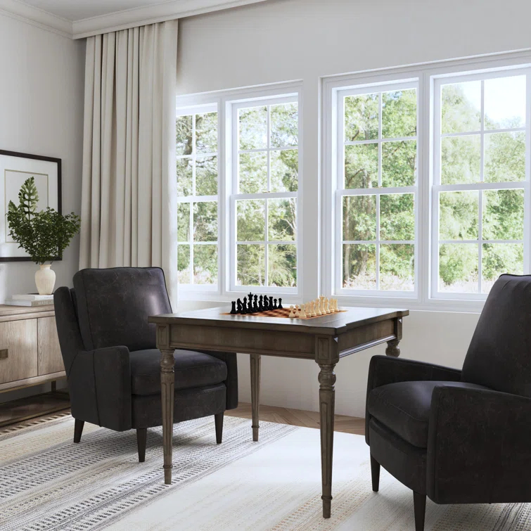 Versatile Square Multi-Game Table with Leather and Wood Accents