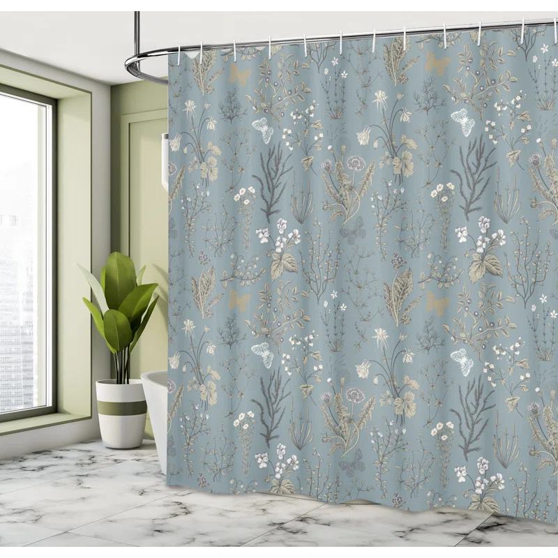 Ambesonne Floral Shower Curtain with Hooks Included