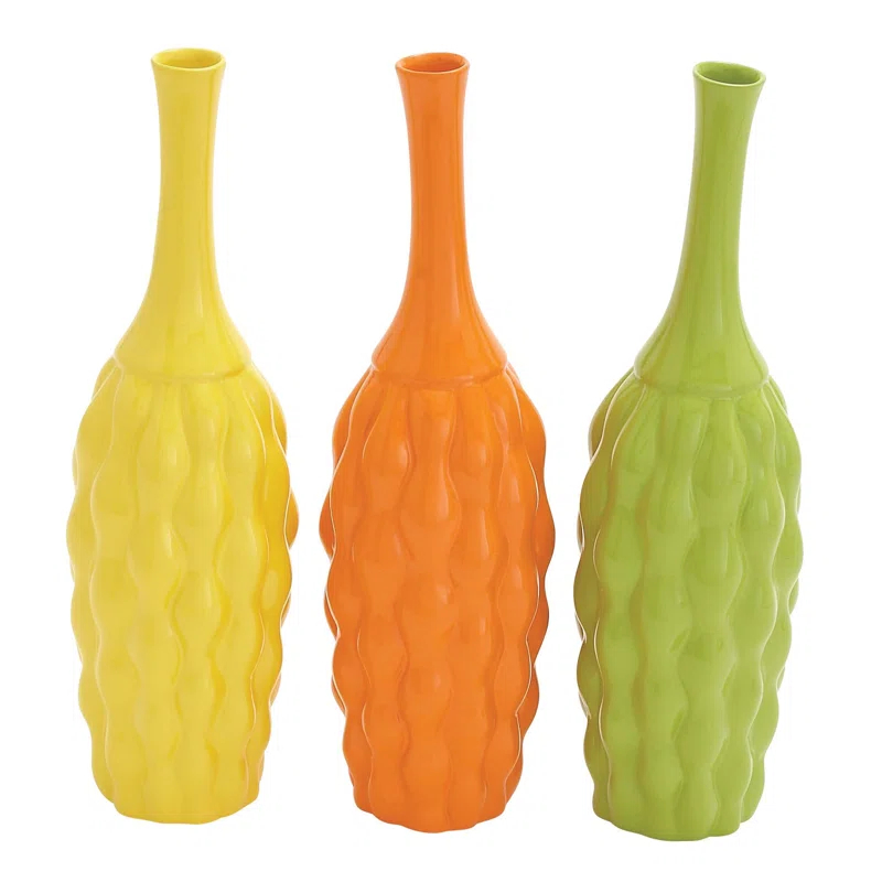 Ceramic Multi Colored Decorative Vase Set (Set of 3)