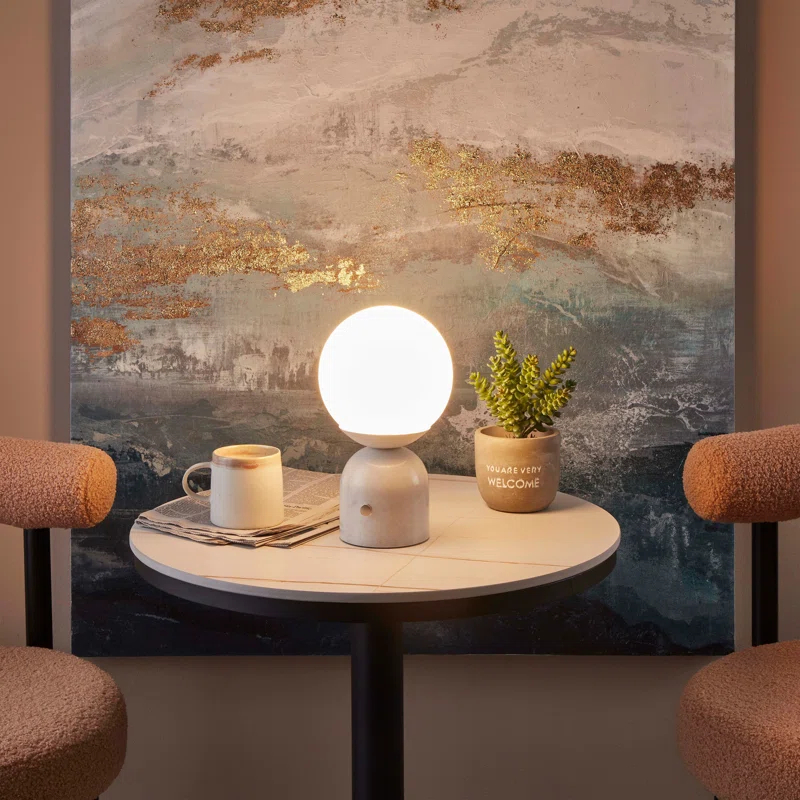 Brightech Mila 9.85 in. Mid-Century Modern Integrated LED Bedside Table Lamp