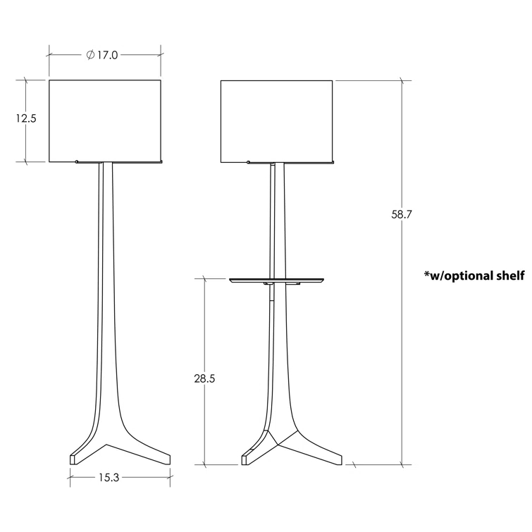 59" Black Amaretto Walnut Tripod Floor Lamp
