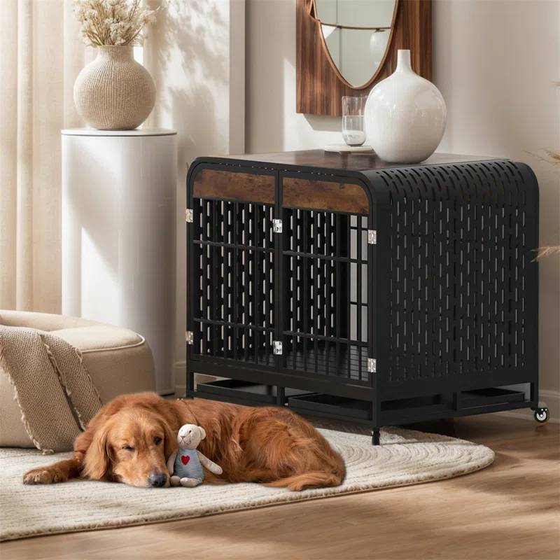 Archie & Oscar™ Heavy Duty Dog Crate Dog Cage With Wide Tabletop Strong Wooden Furniture Style