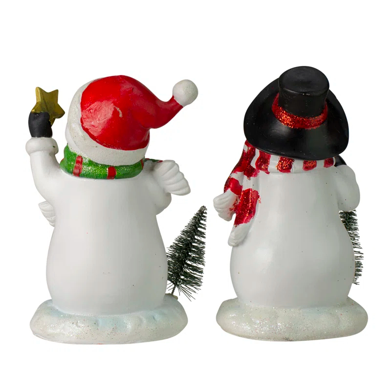 Set Of 2 Glitter Dusted Snowman Christmas Stocking Holders 7.25"