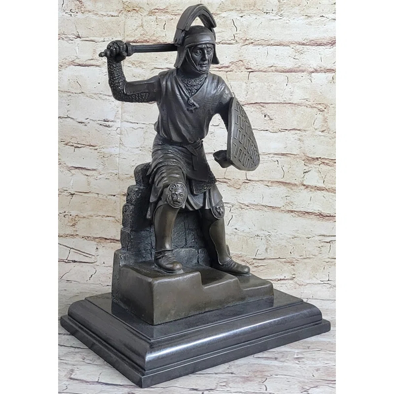 Bloomsbury Market Ayodele Medieval Knight Warrior In Plate Mail Bronze Statue Sculpture Figure 17 Inches X 10 Inches