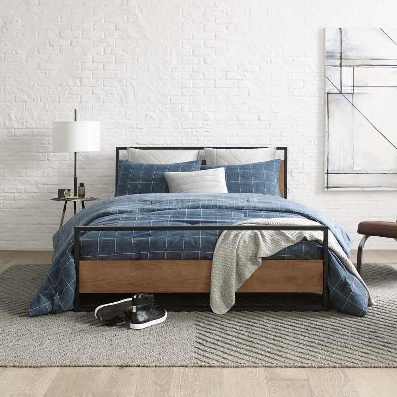 Kenneth Cole Kenneth Cole Holden Grid Cotton Blue Duvet Cover Set