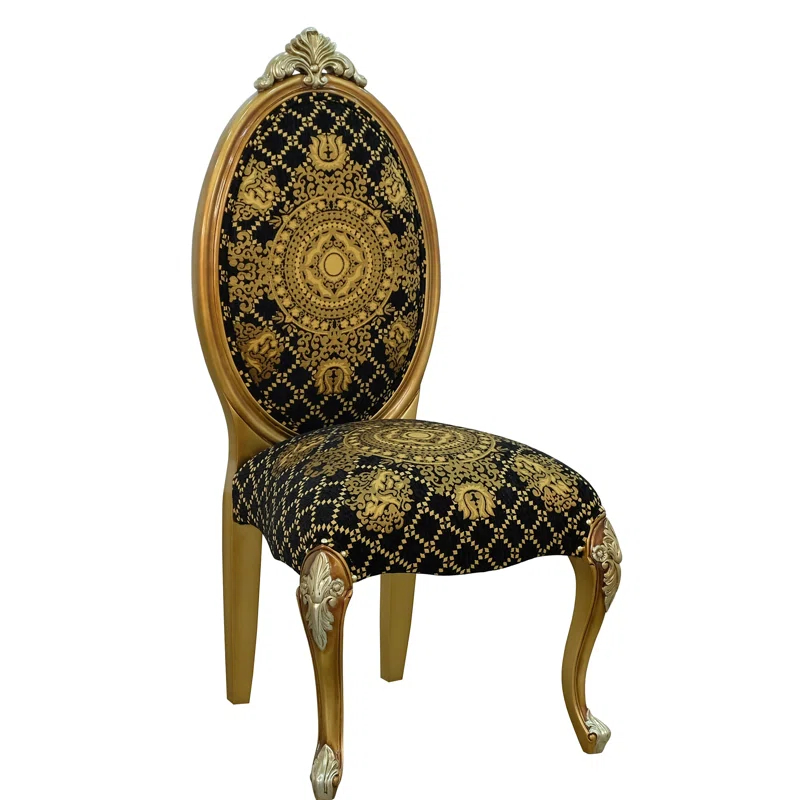 European Furniture Emperador Collection Side Chair in Golden Brown (Set of 2)