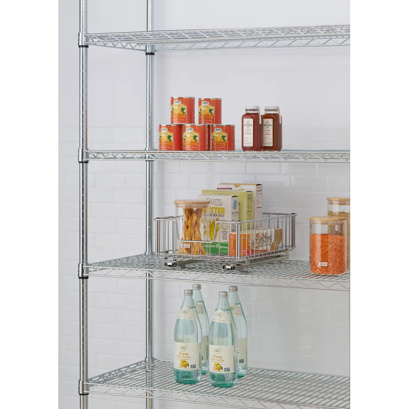 Trinity TRINITY 11.5 in. W x 6.25 in. H x 17.75 in. D Chrome Steel Wire in Cabinet Sliding Drawer