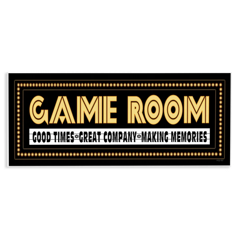 Stupell Industries Arcade Game Room Quote Vintage Style Sign by Cindy Jacobs - Textual Art