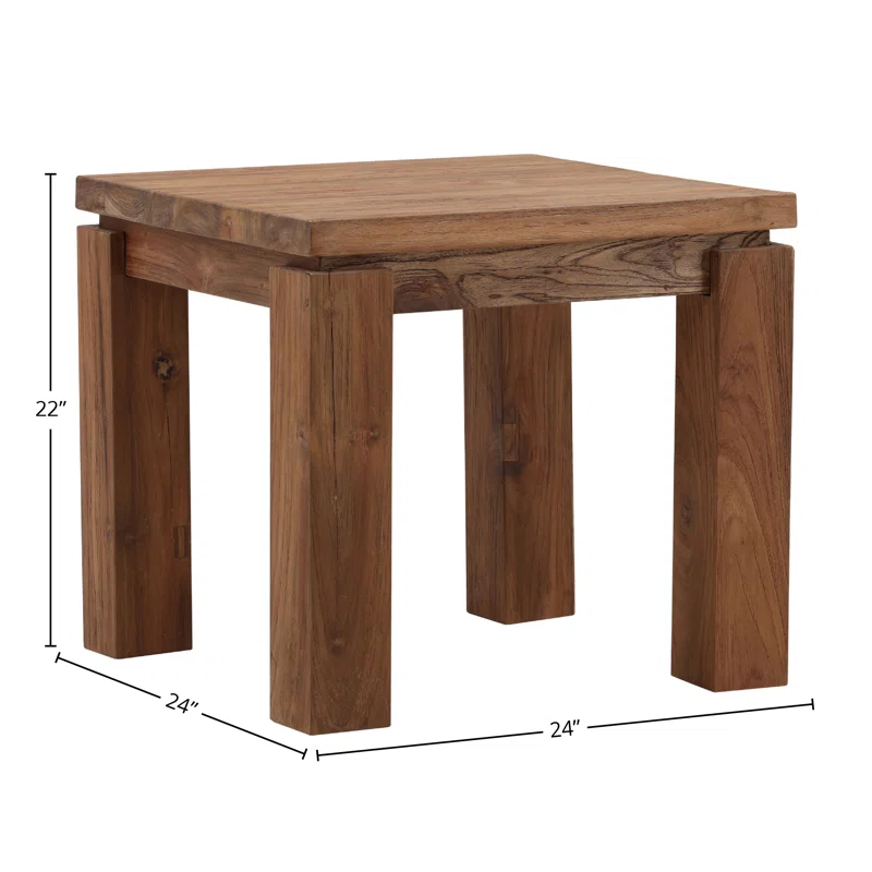Dovetail Furniture Micah 24" Wide Reclaimed Teak Sidetable, Medium Brown
