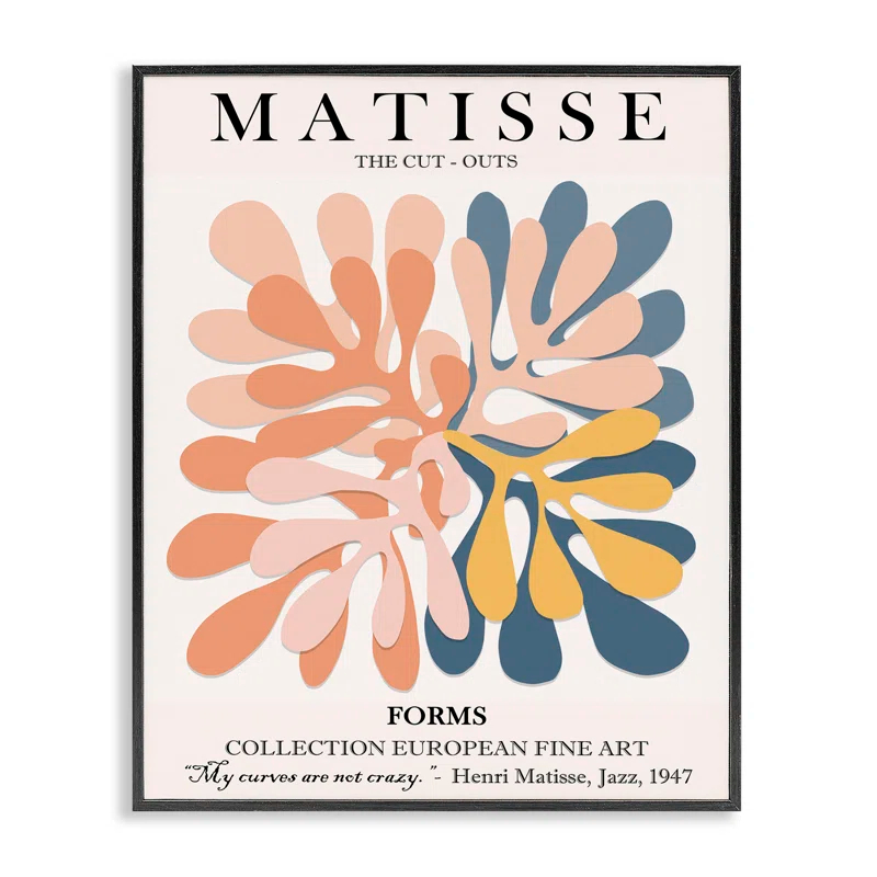 Stupell Industries Classical Matisse Painting Cut Out Forms Traditional Abstract - Graphic Art Print