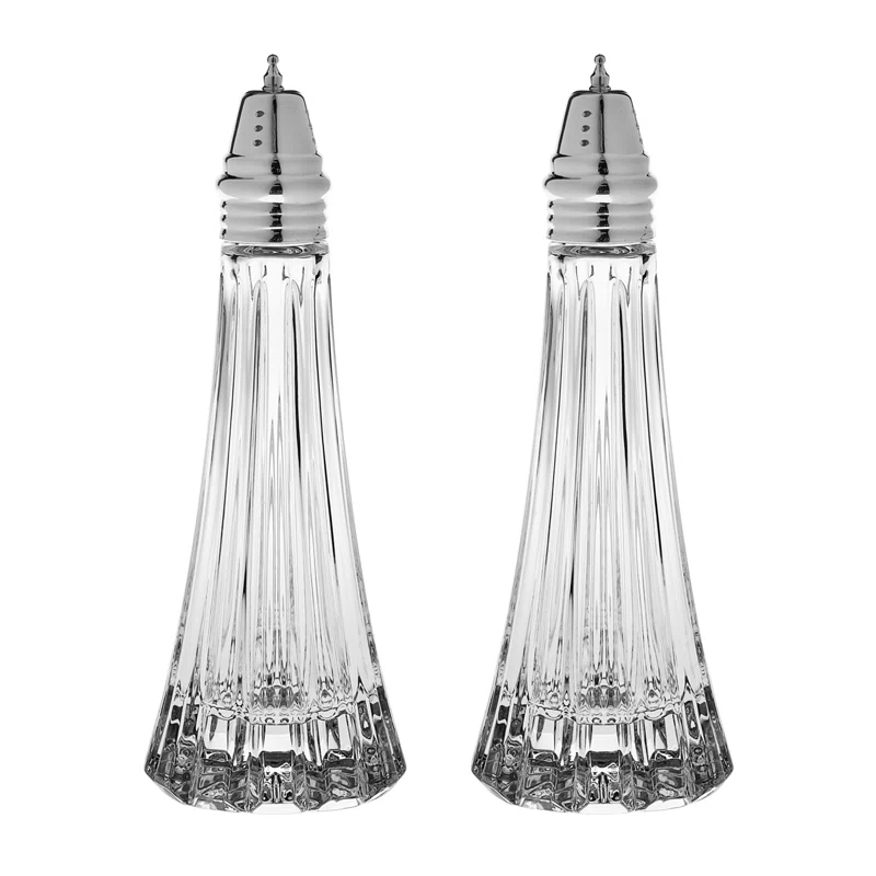 Majestic Crystal Salt And Pepper Shaker Set - Spice Dispenser Set - Cut Crystal - Large Beautiful Shakers - 7.5" H - Made In Europe - By Barski (Set of 2)