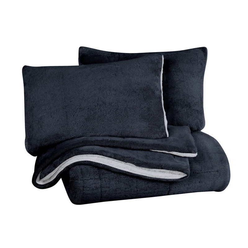 Ultra Plush Reversible Faux Fur and Sherpa 3-Piece Comforter Set
