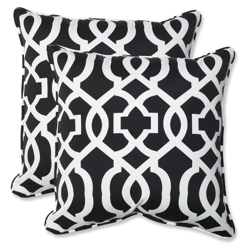 Pillow Perfect New Geo Geometric Indoor/Outdoor Reversible Throw Pillow (Set of 2)