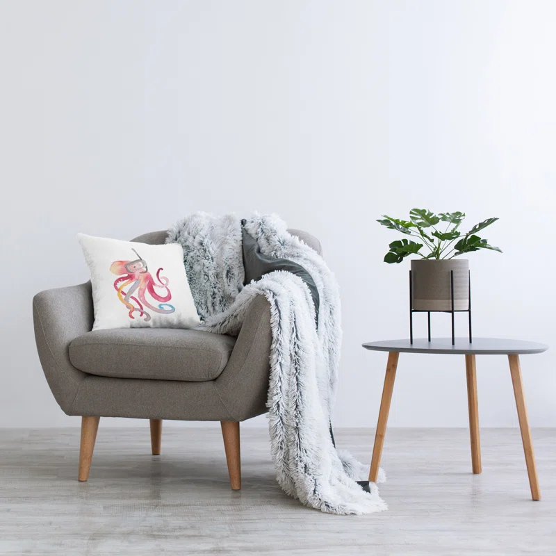 Snorkel Mask Octopus Decorative Printed Throw Pillow Design by Lanie Loreth