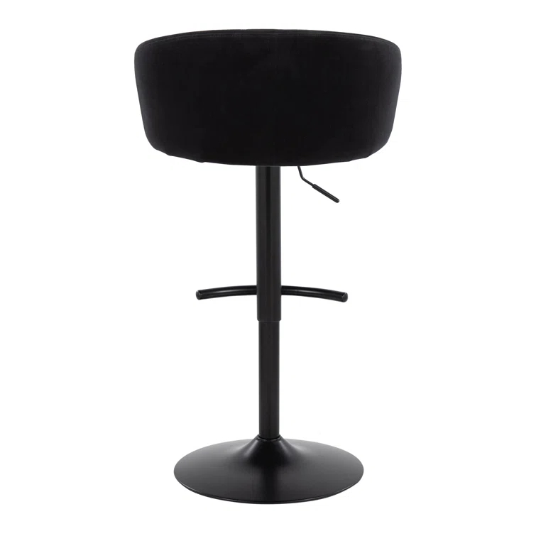 LumiSource Claire Contemporary Adjustable Barstool With Swivel In Black Metal And Black Velvet With Rounded T Footrest By Lumisource - Set Of 2 | Wayfair