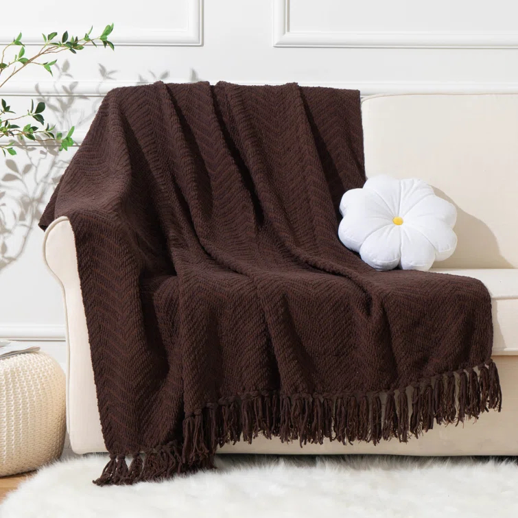 Battilo Home Throw Blanket for Couch, Super Soft Cozy Warm Throws for Twin Bed, Knit Woven Chenille Blanket Versatile for Sofa Bedroom Home Decor