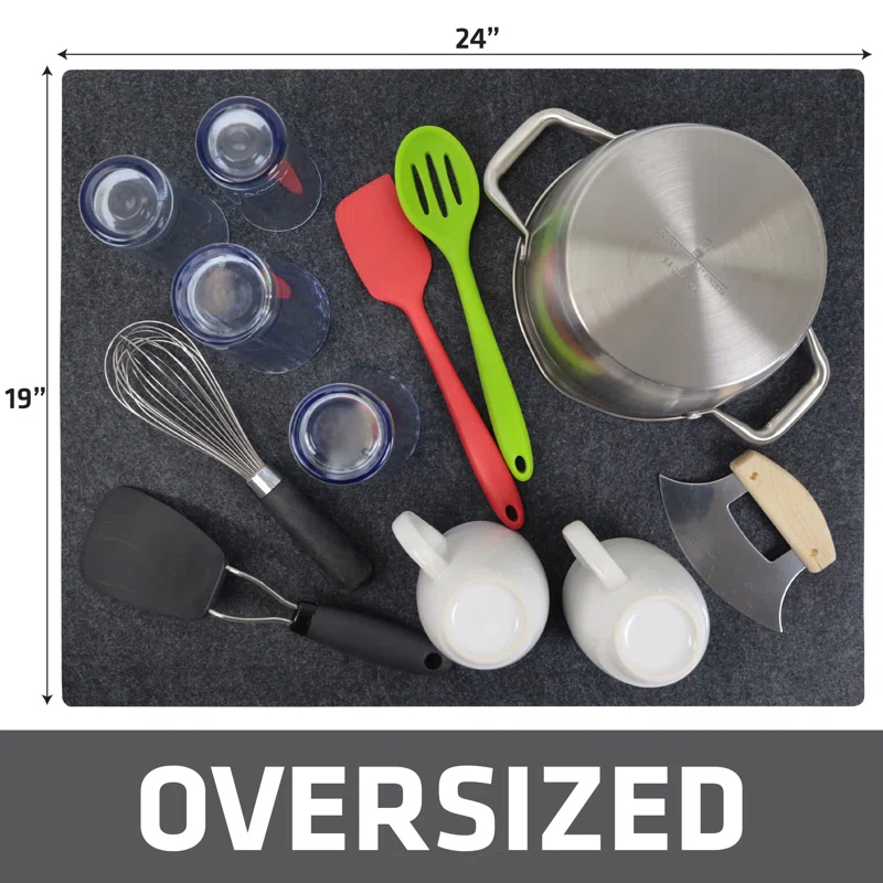 Drymate Low-Profile Dish Drying Mat, Drip Pad For Kitchen Counter - Thin/Absorbent/Waterproof/Easy To Clean