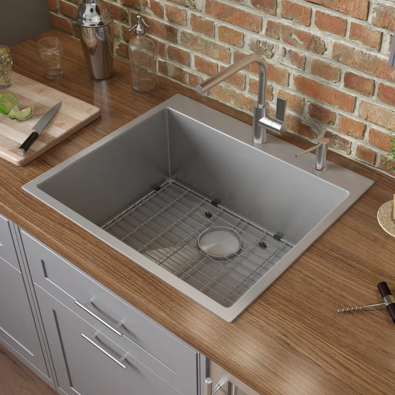 Ruvati RVH8071 Ruvati 21 inch Drop-in Topmount Rounded 16 Gauge Stainless Steel Kitchen Sink Single Bowl