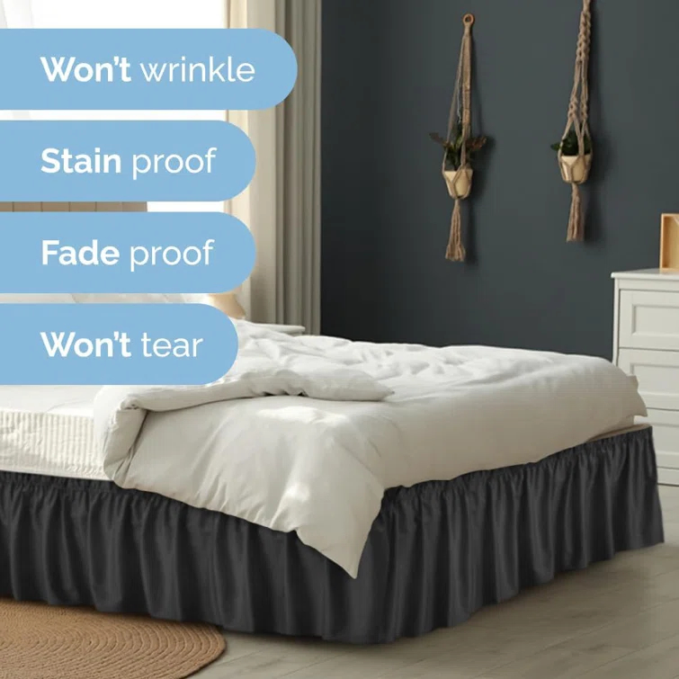 CGK Linens Ruffled Elastic Wrap Around Tailored Bed Skirt
