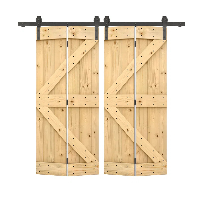 Calhome 84'' Solid Wood Barn Doors Painted without Installation Hardware Kit Barn Door