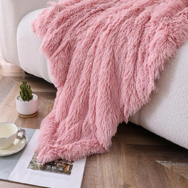 Kate Aurora Kate Aurora Regal Luxe Oversized Ultra Soft & Fuzzy Lined Accent Throw Blanket-50Wx70L In.-Beige