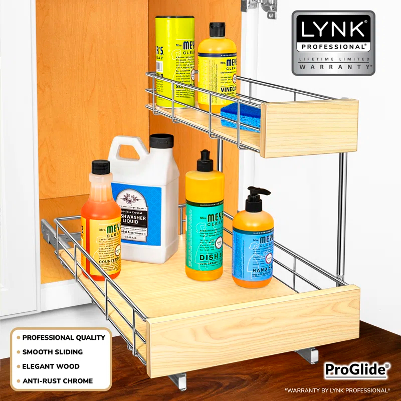 LYNK PROFESSIONAL LYNK PROFESSIONAL® Select™ Slide Out Under Sink Kitchen Cabinet Organizer 11.5"W x 18"D, Wood