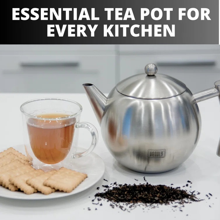 Venoly Venoly Stainless Steel Tea Pot With Removable Infuser Dishwasher Safe and Heat Resistant (Set of 50)