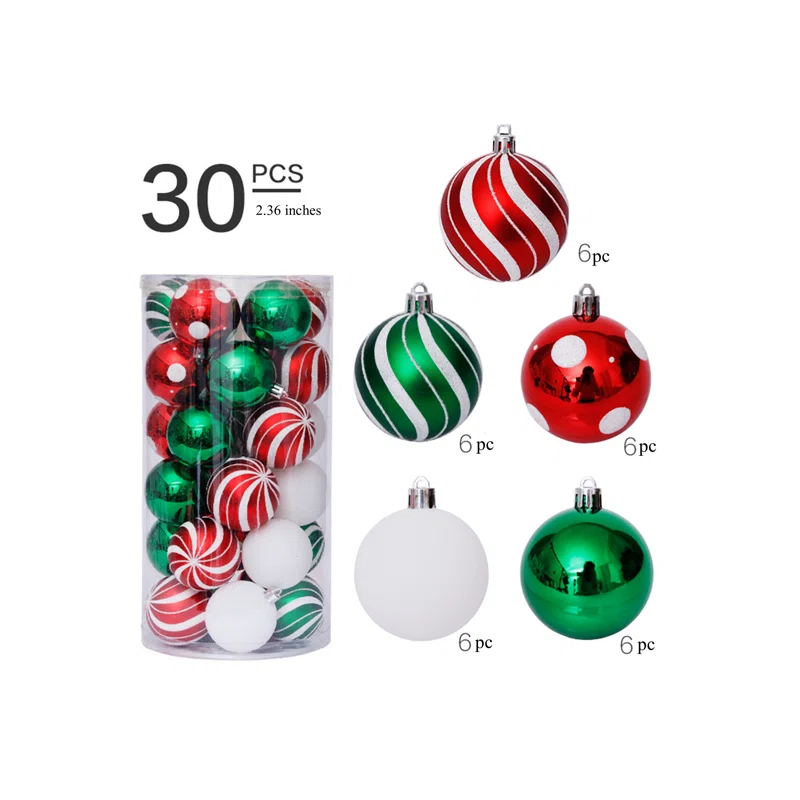 WS at Home 30 Piece Shatterproof Ball Ornaments Set
