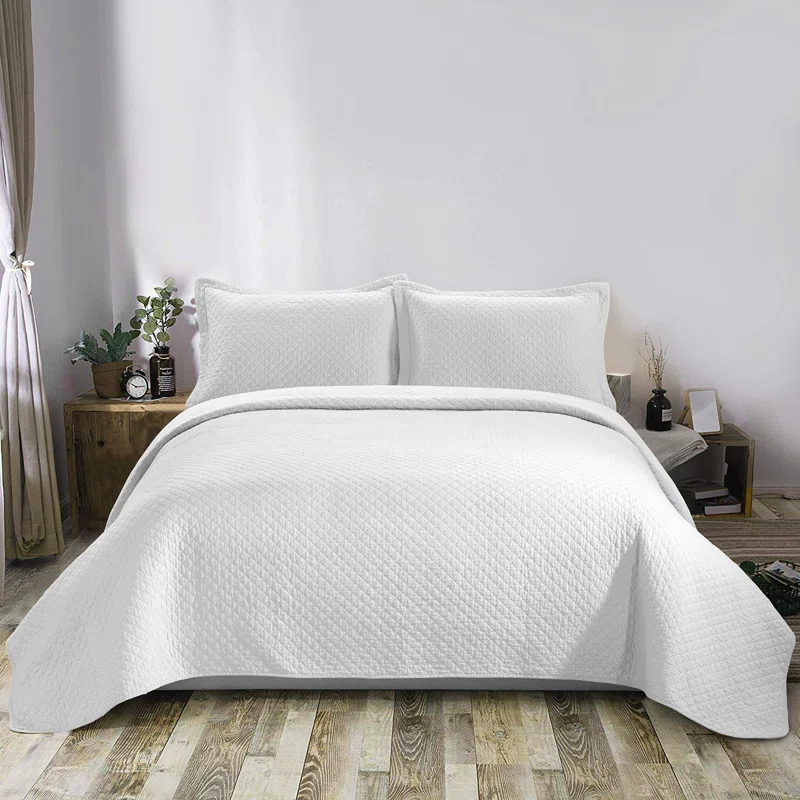 Chezmoi Collection Solid Color Cotton Quilt Cotton Quilt Set