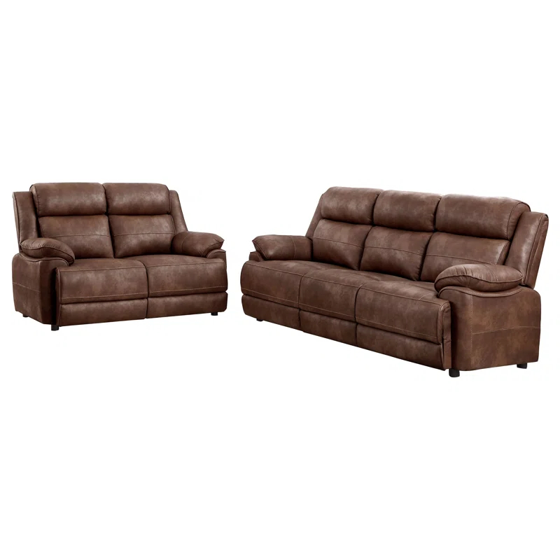 Alma Ellington 2-Piece Upholstered Padded Arm Sofa Set Dark Brown