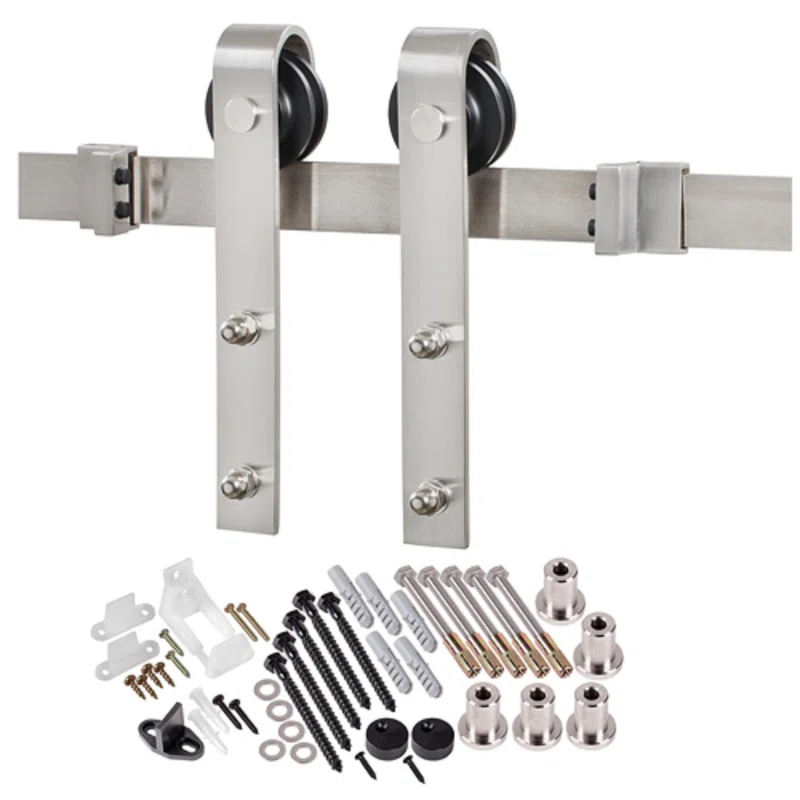 MMI DOOR Door Hinge 80'' Solid + Manufactured Wood Paneled with Installation Hardware Kit Barn Door
