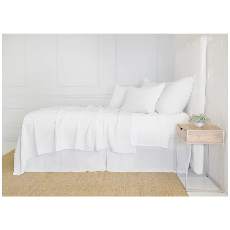 Ojai Cotton Matelassé Coverlet by Pom Pom at Home - White / Twin