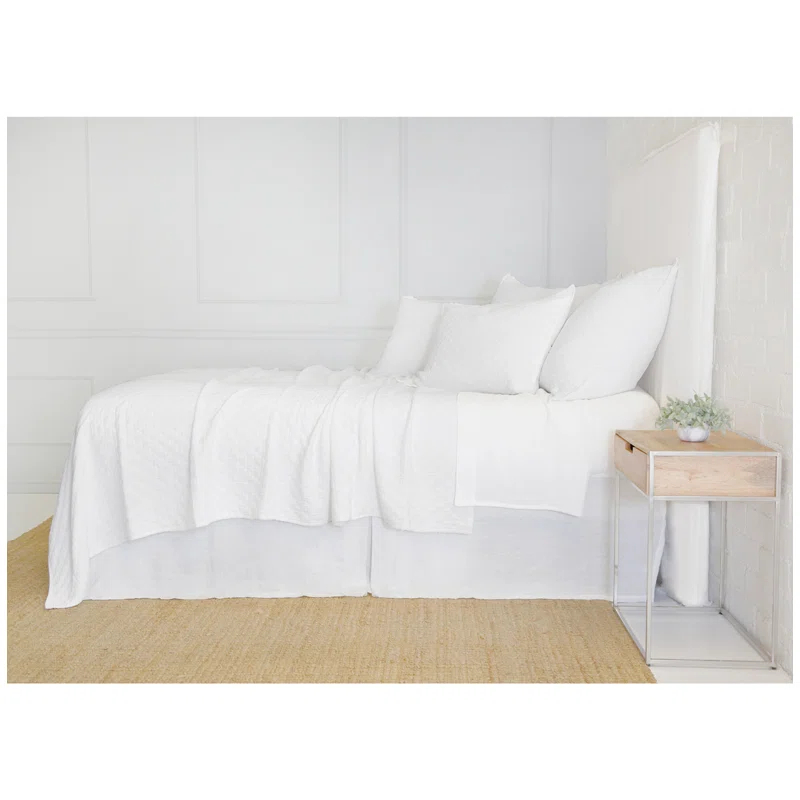 Ojai Cotton Matelassé Coverlet by Pom Pom at Home - White / Twin