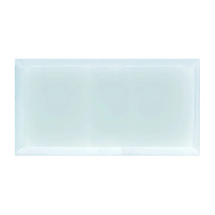 Abolos Frosted Elegance 8 in. x 16 in. Diamond Grade Glass Beveled Large Format Subway Decorative Kitchen & Bathroom Wall Tile
