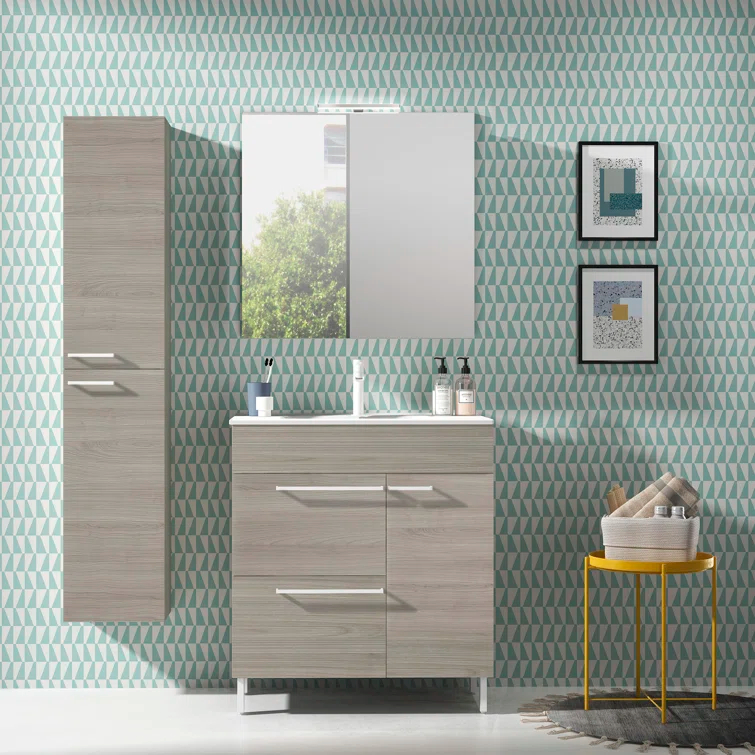 WS Bath Collections Elegance 31.5'' Single Bathroom Vanity with Ceramic Top with Mirror