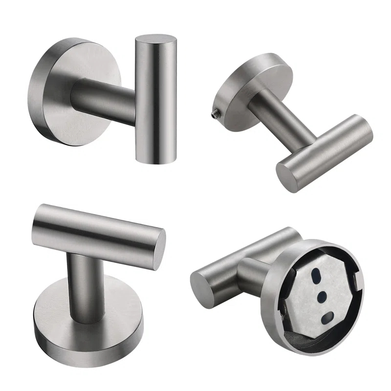 maiguoone A4BK-801 Bathroom Stainless Steel Towel Hooks Wall Mounted 4-Pack
