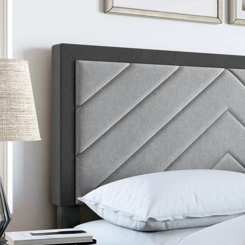 Boyd Sleep Barcelona Linen or Faux Leather Upholstered Platform Bed Frame with Adjustable Headboard, Heavy Duty Slat Support System, No Box Spring Required - Boyd Sleep
