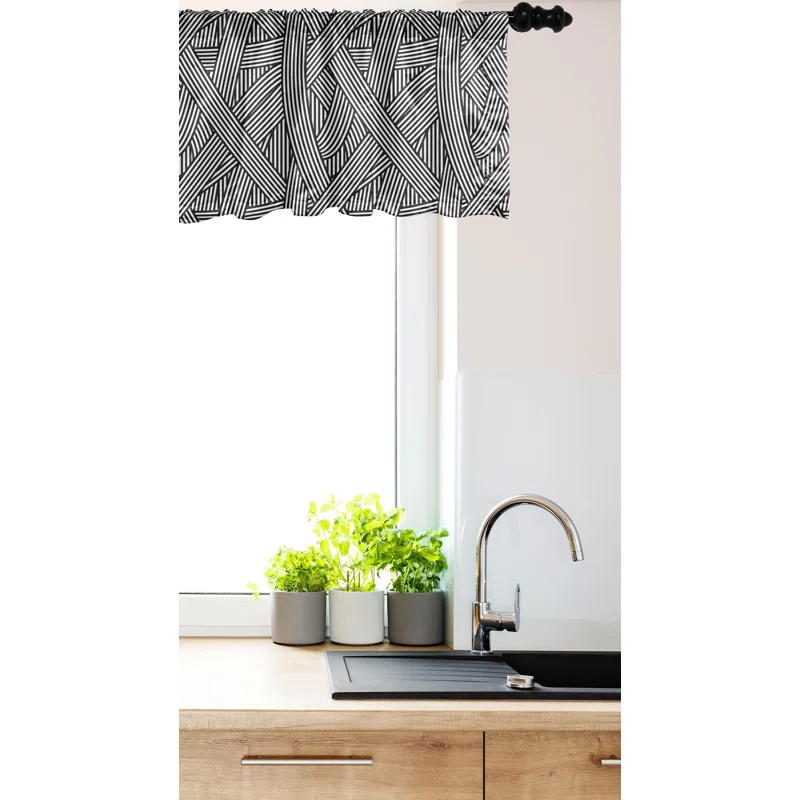 Ambesonne Ambesonne Stripe Valance Pack of 2 Modern Intertwined Lines 94535