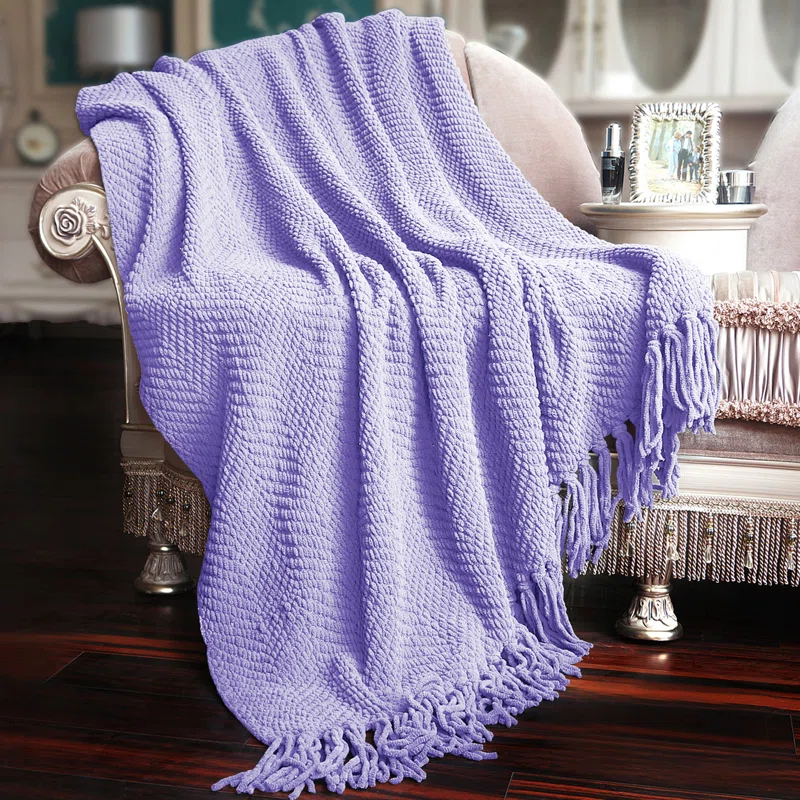 Home Soft Things Tweed Knitted Throw Blanket