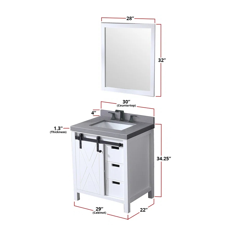 Lexora Marsyas 30 in W x 22 in D Single Bath Vanity
