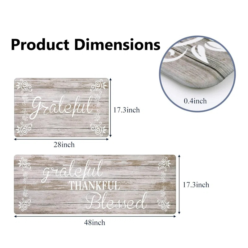 Rosalind Wheeler The Anti Fatigue Kitchen Mat Set of 2 Non Slip Cushioned Kitchen Mats for Floor Waterproof Farmhouse Kitchen Rugs and Mats Set Comfort Standing Desk Mat Carpet