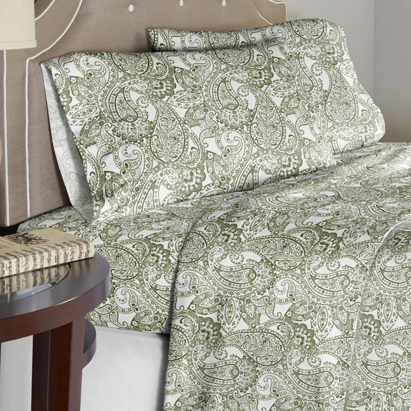 Pointehaven Boho Percale Paisley Sheet Set