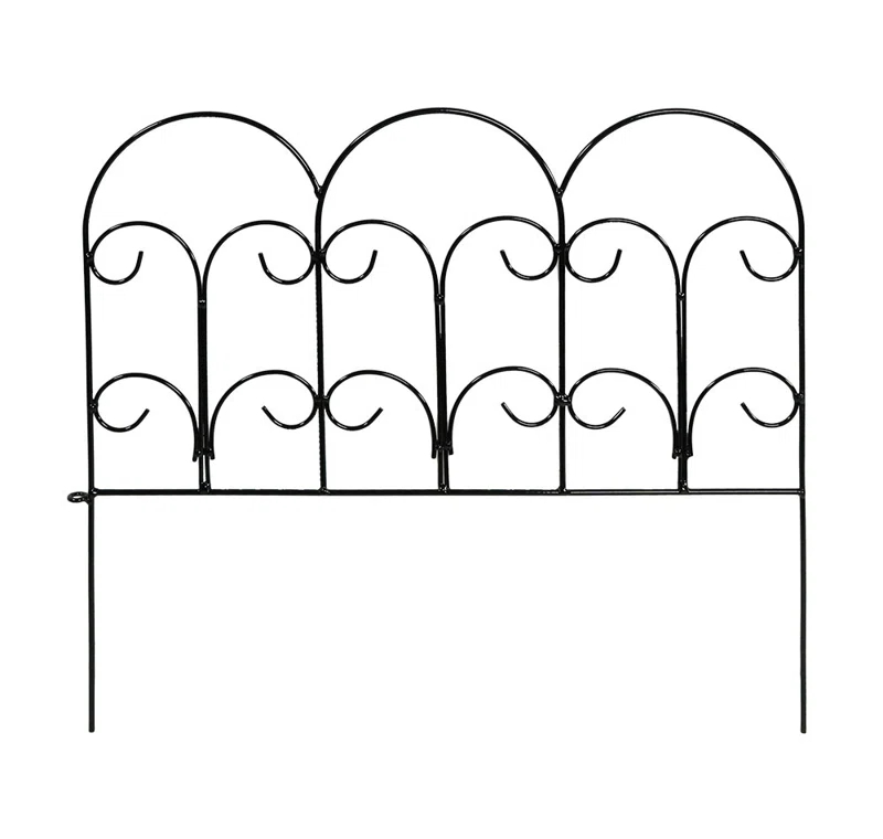 SunnyDaze Decor Victorian 16" x 18" Black Iron Decorative Garden Fence Panels (Set of 5)
