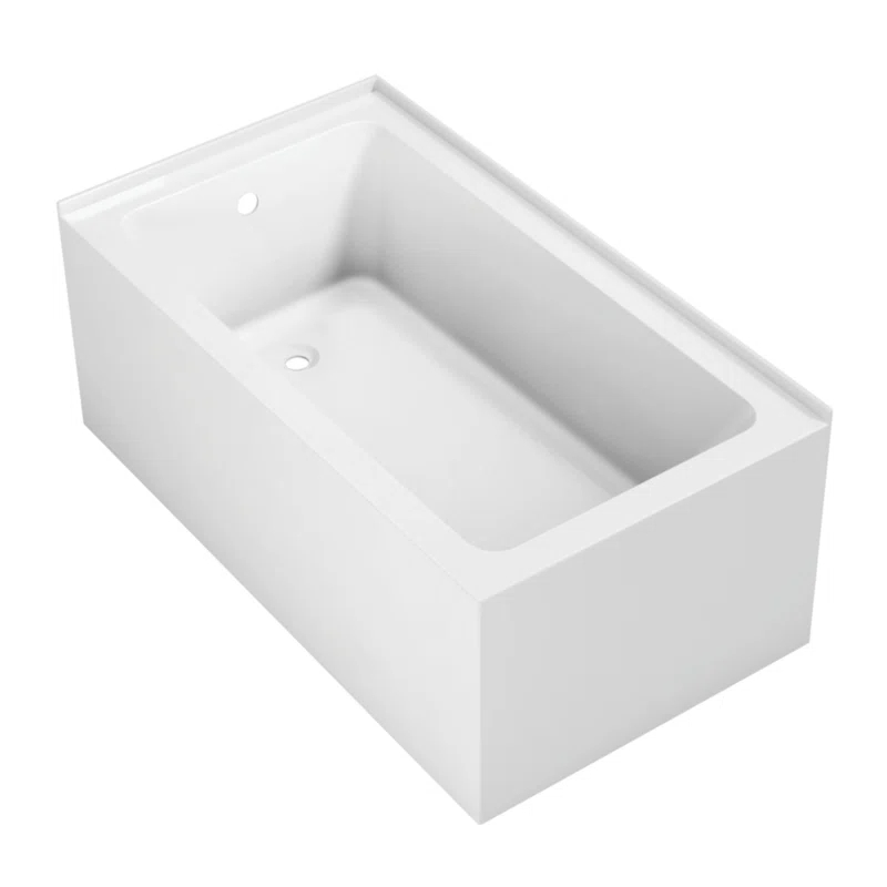 Kingston Brass Aqua Eden 54-Inch Acrylic Rectangular 2-Wall Corner Alcove Tub, Hand Drain