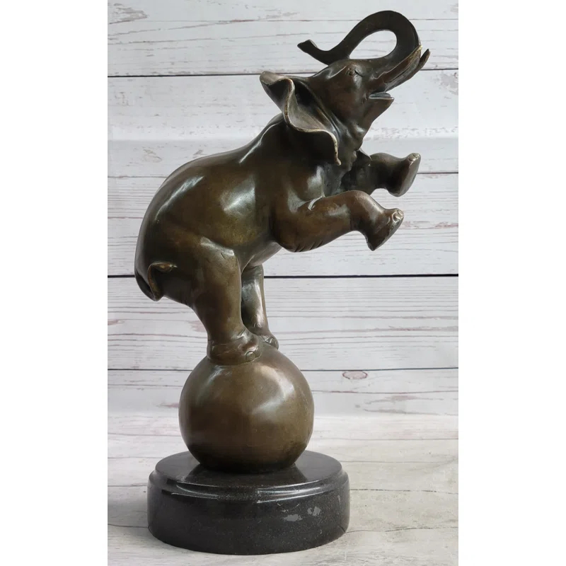 Bungalow Rose Arosh Bronze Sculpture Statue Figure Circus Elephant Balancing On Ball