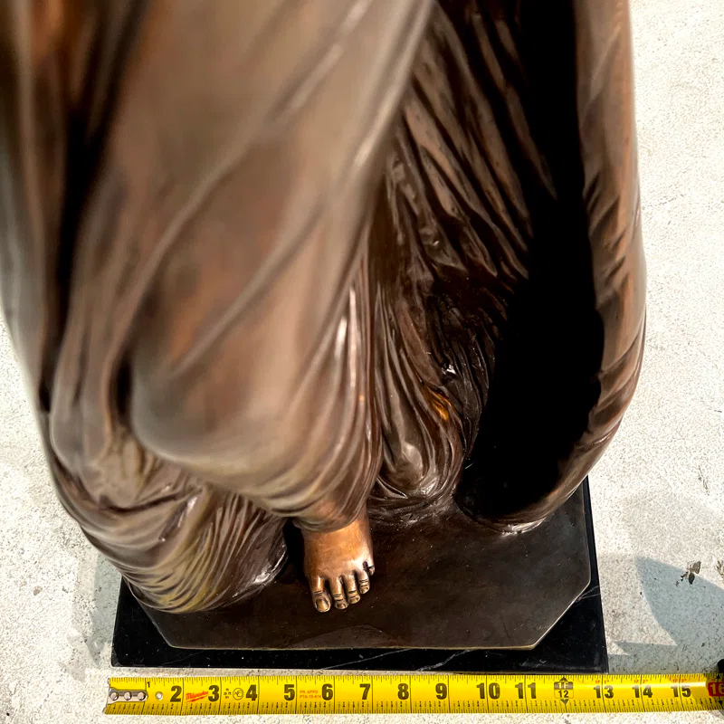 Metropolitan Galleries Bronze Standing Angel With Marble Base Sculpture